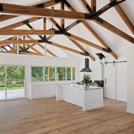 barndominium exposed truss ceiling