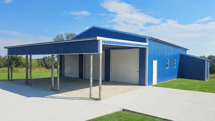 barndominium exterior with large garage door