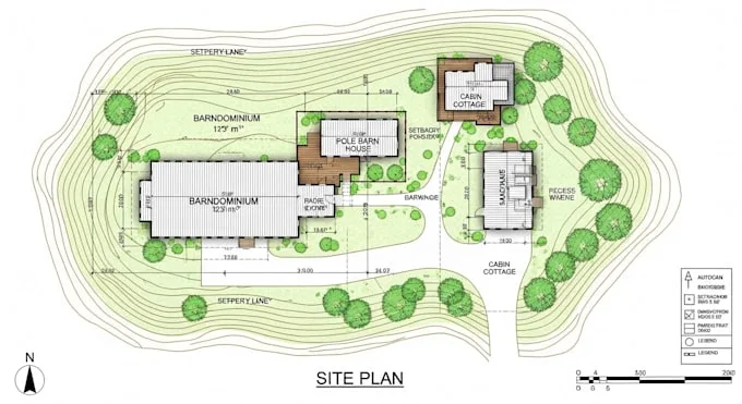 barndominium landscape plan diagram
