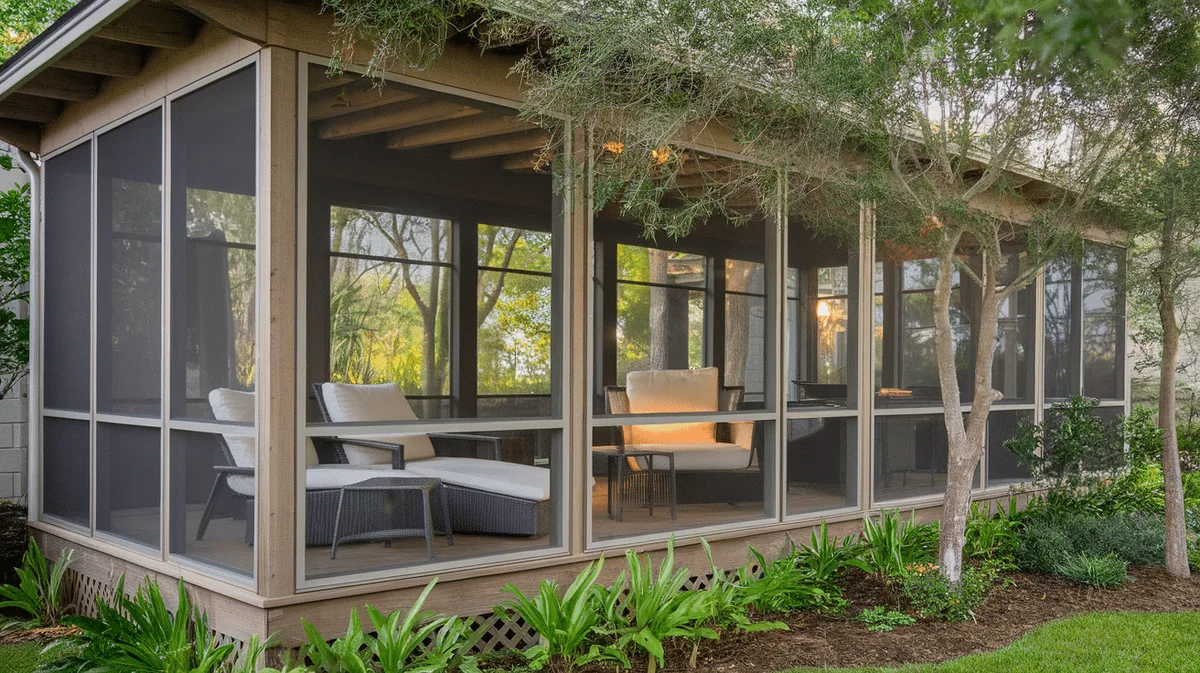 barndominium screened porch interior
