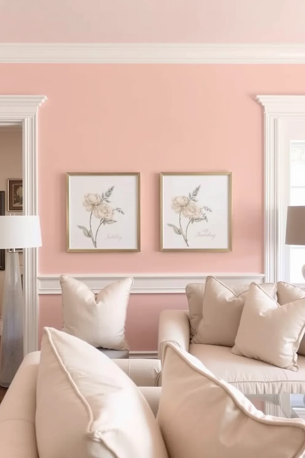 blush pink accent wall