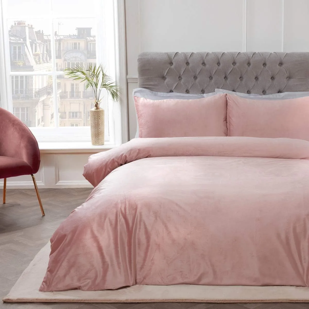 blush pink layered textiles