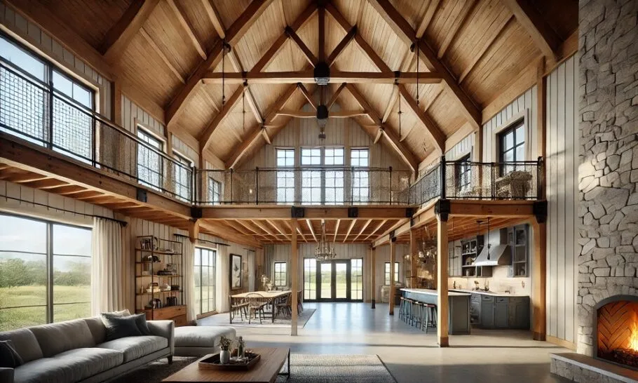 cabin barndominium great room