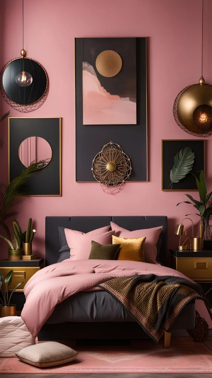 dark pink bedroom design