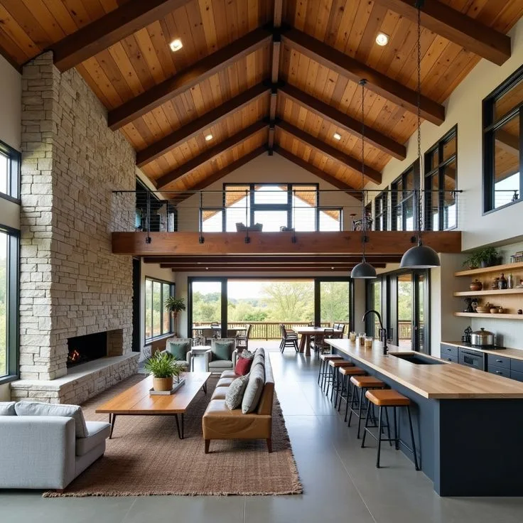 exposed timber frame trusses