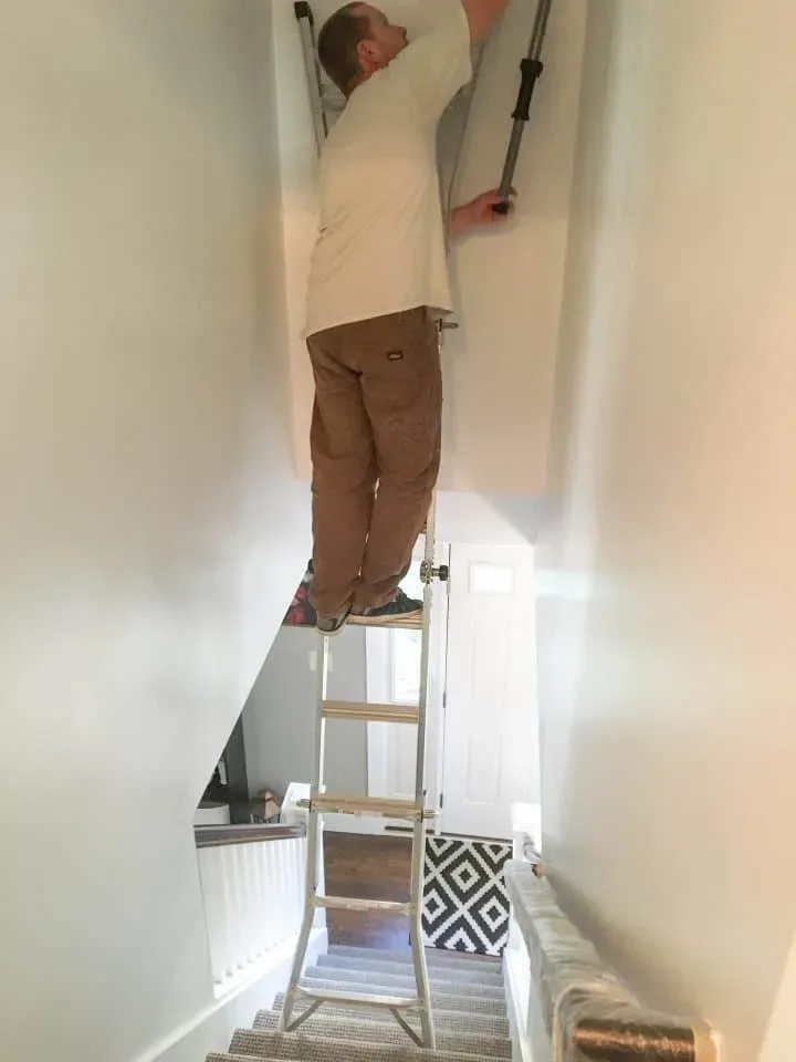 Ladder Setup for Tall Walls