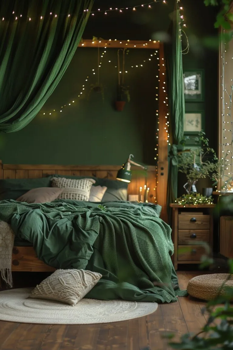 Modern small moody bedroom