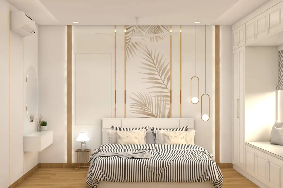 moody bedroom white walls decor