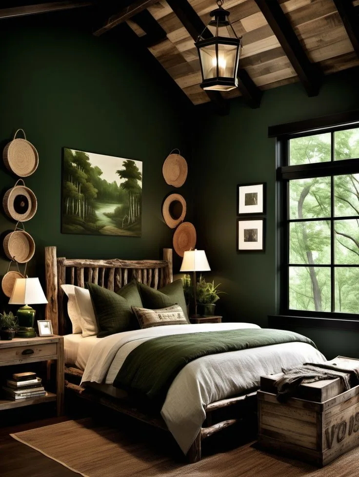 moody farmhouse bedroom style