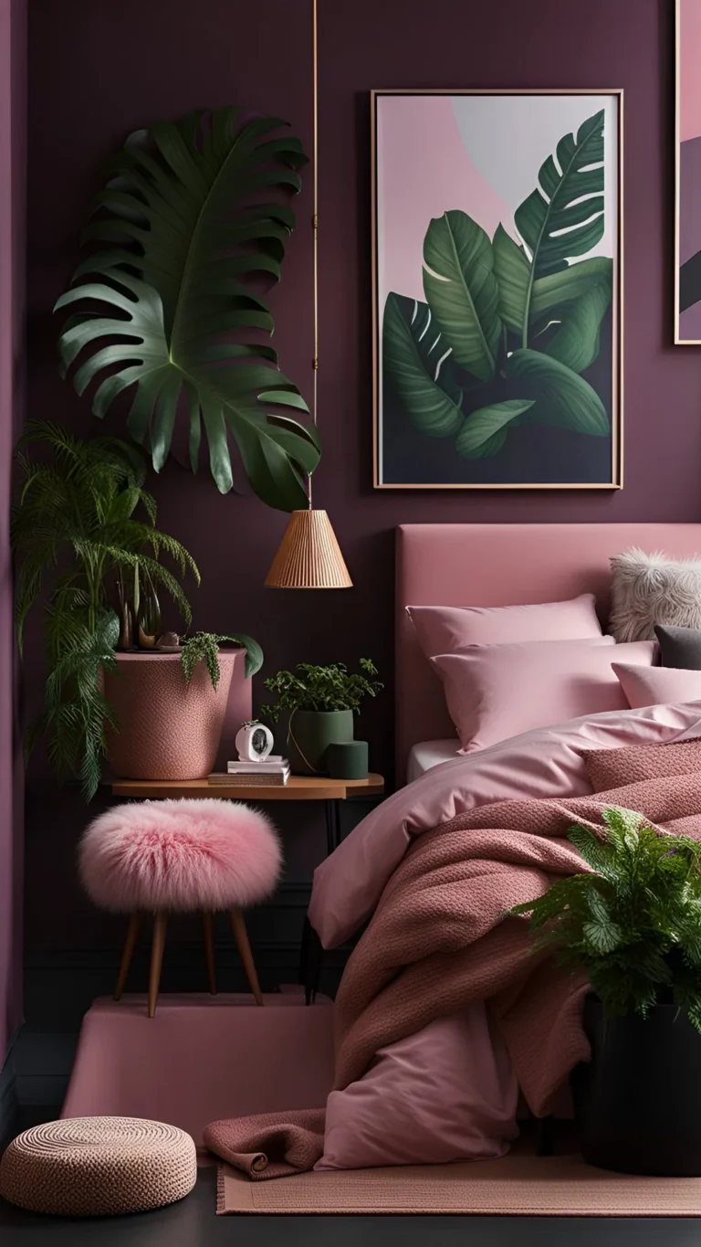 moody pink bedroom design