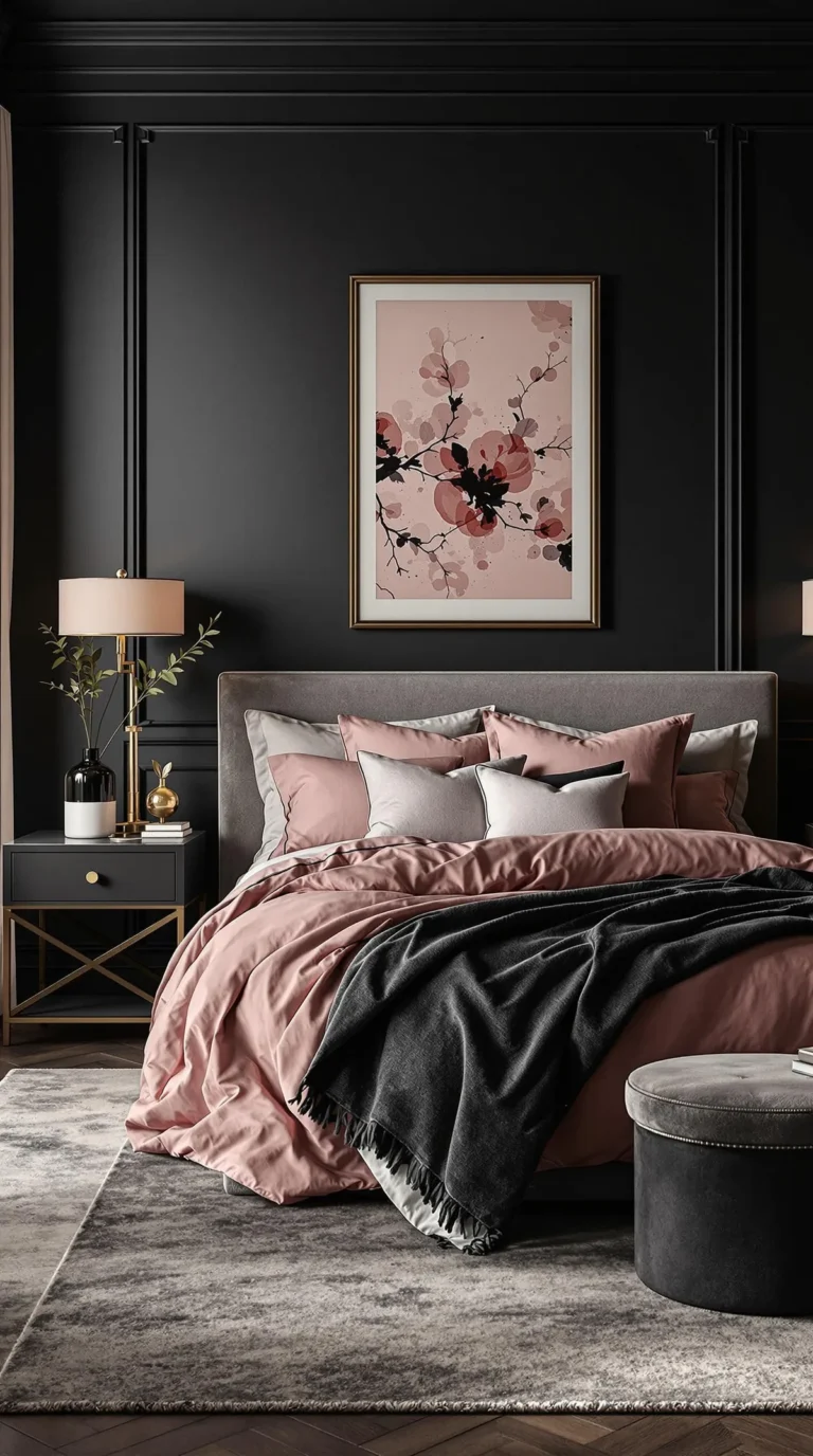 moody pink bedroom
