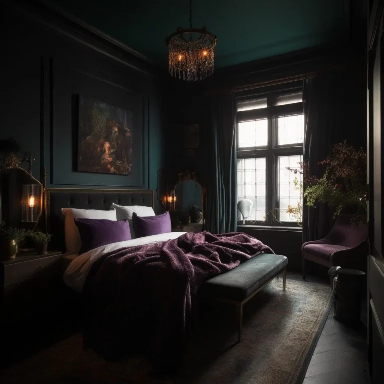 moody purple bedroom decor