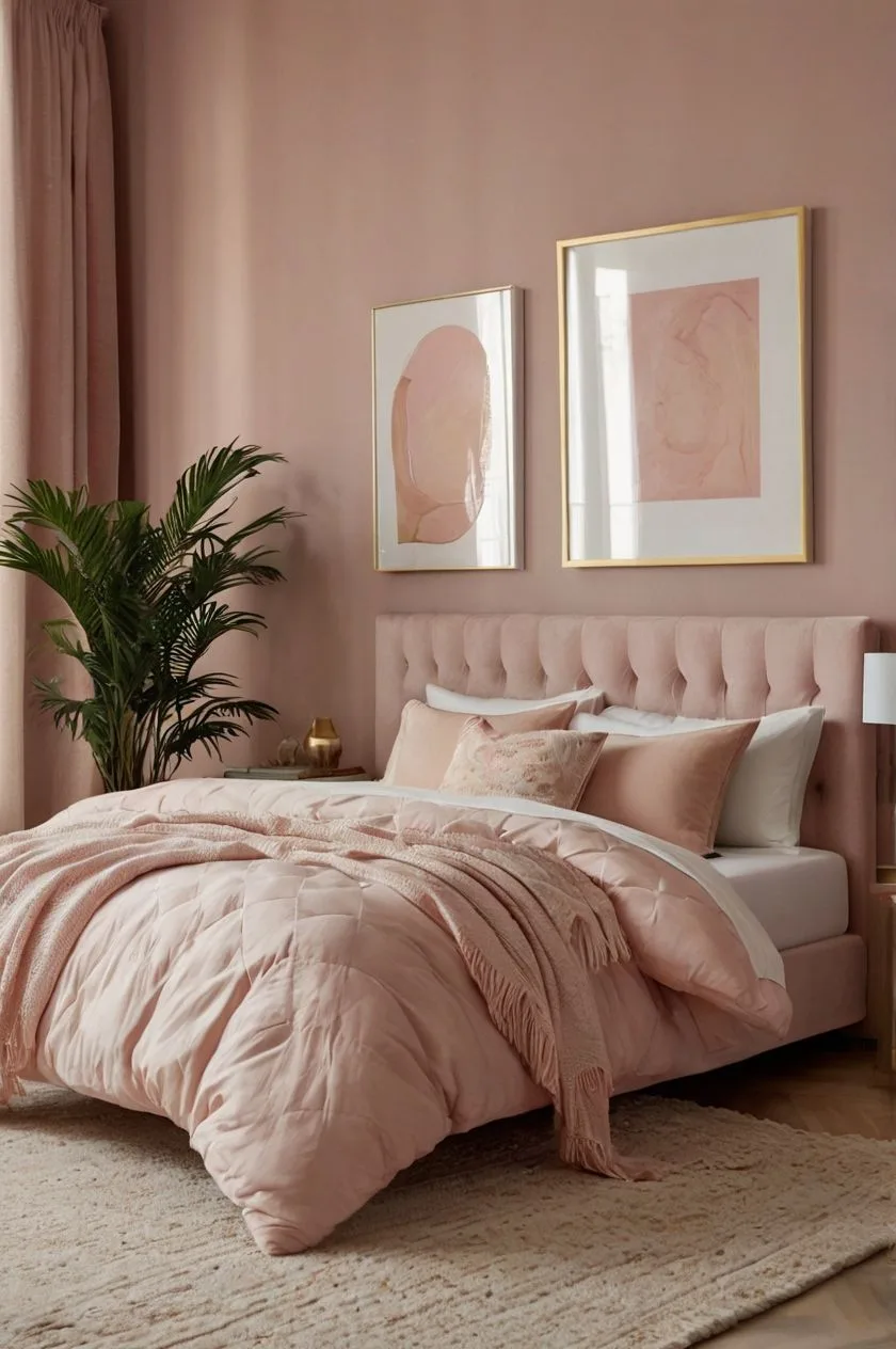 muted pink bedroom
