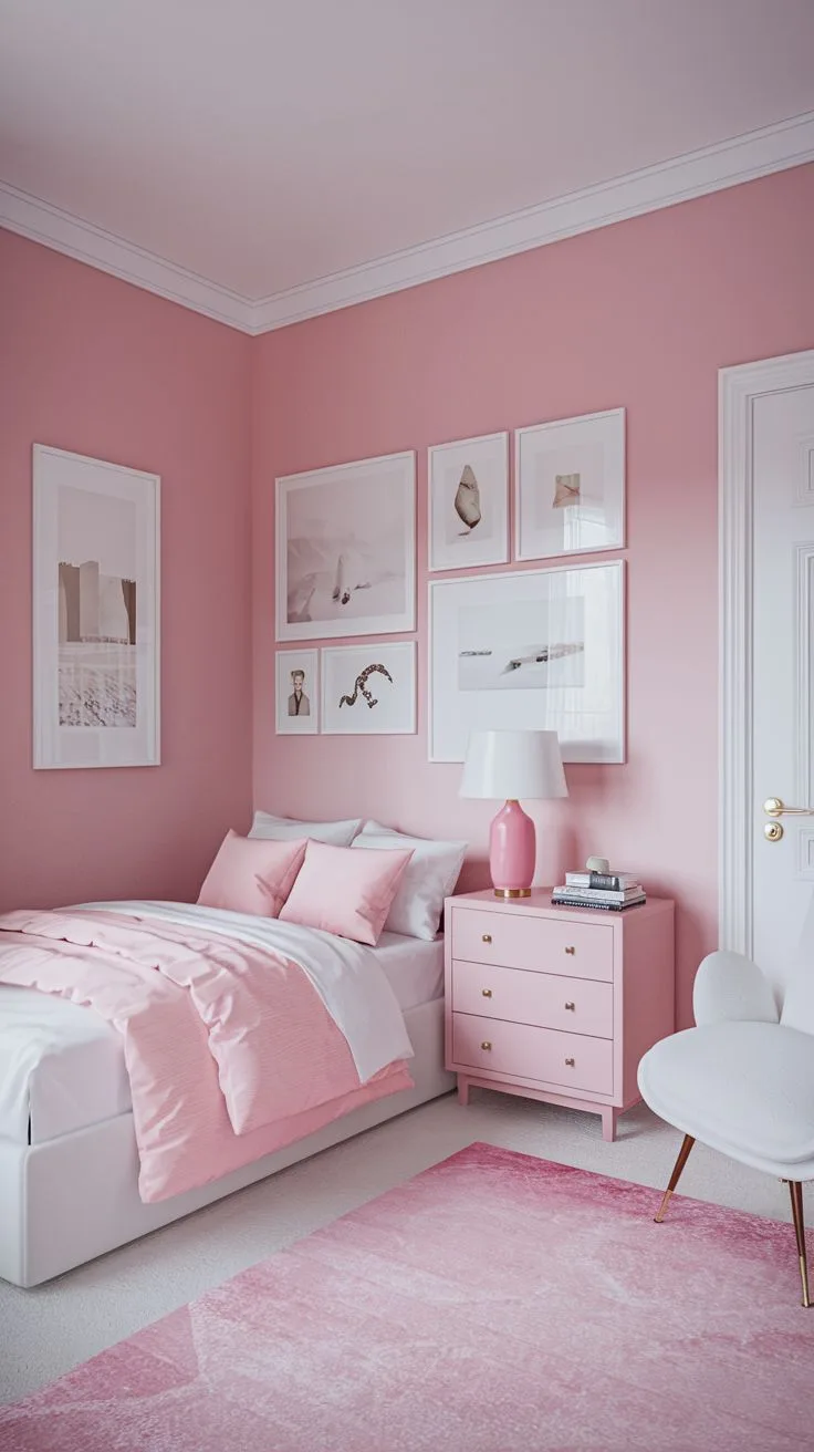 north facing room pale pink wall