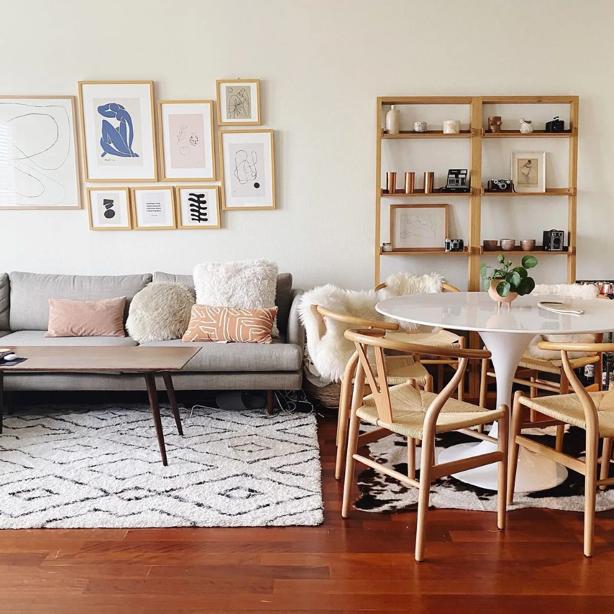 open concept zoning with rugs