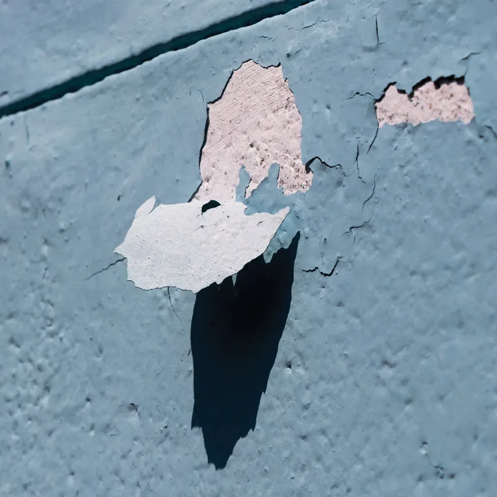paint peeling on exterior wall