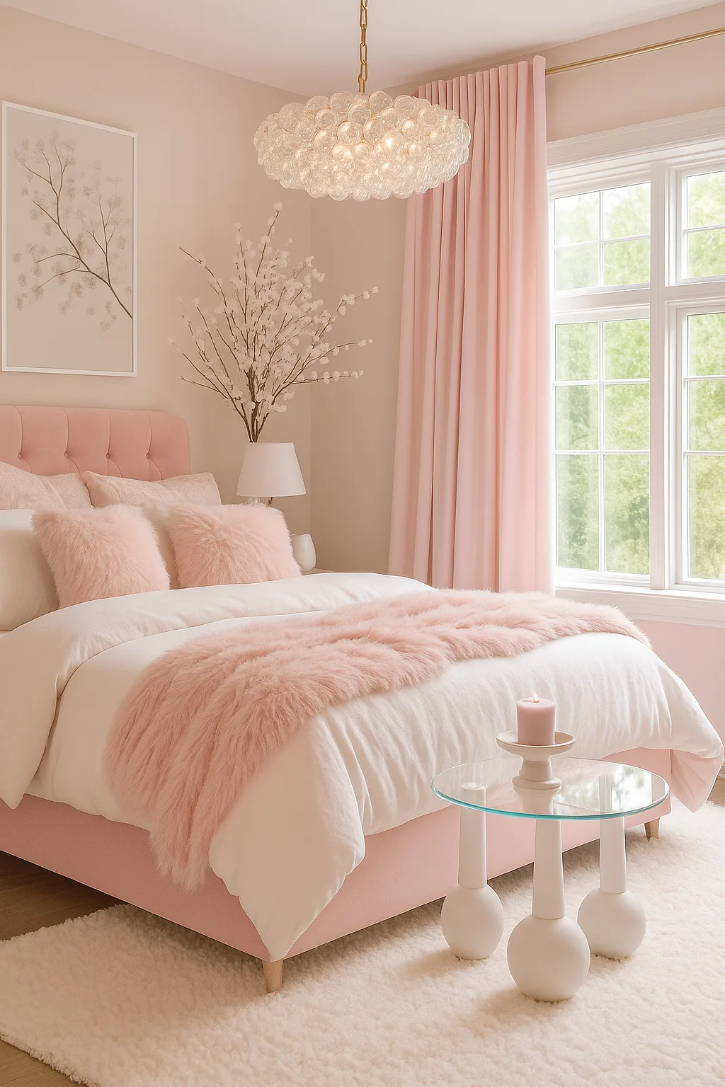 pale pink bedroom serene atmosphere