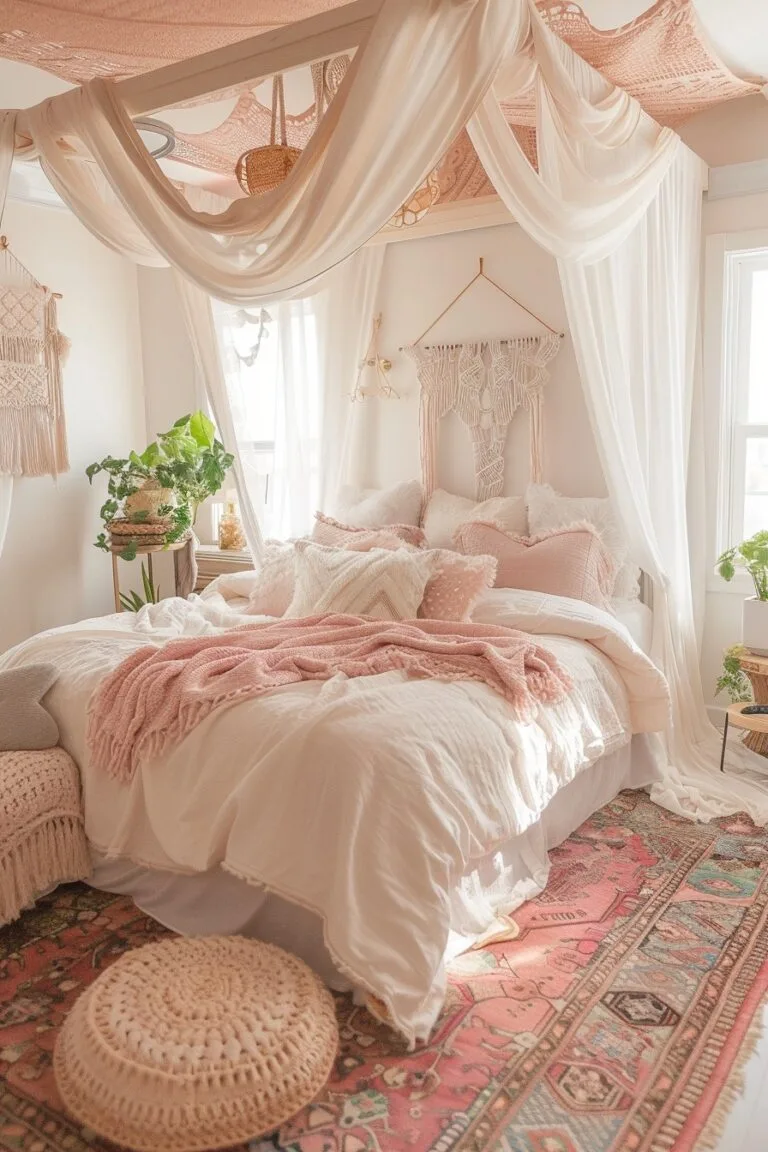 pink boho bedroom