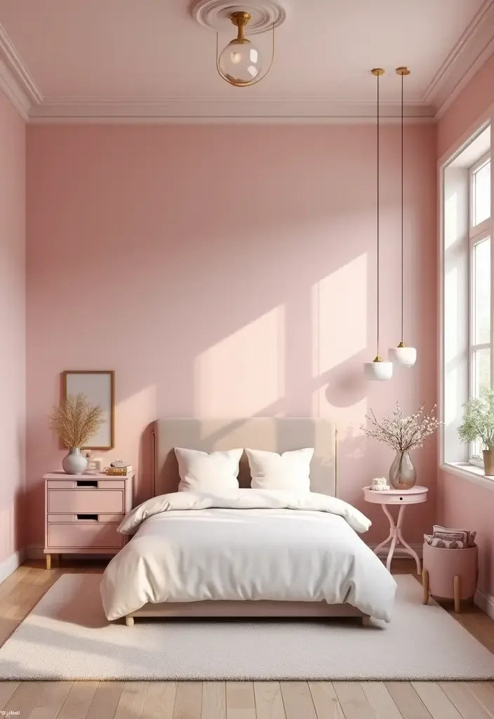 pink ceiling bedroom