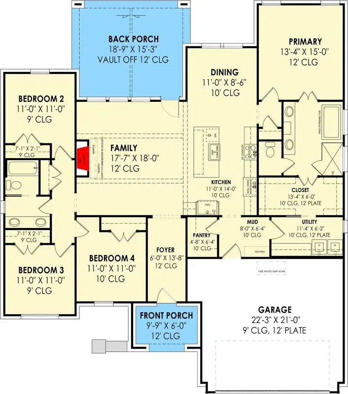 split-bedroom floor plan