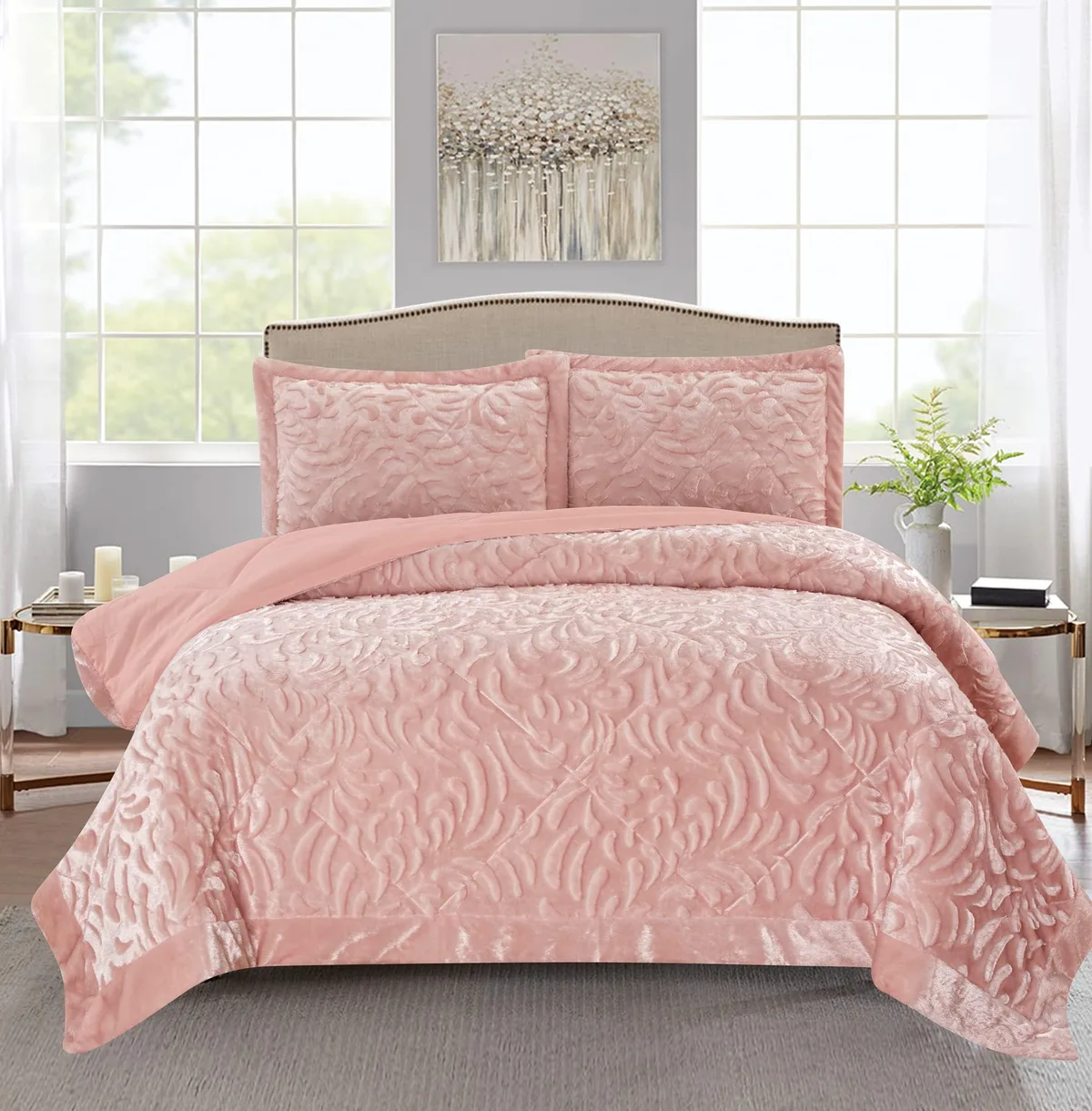 texture contrast linen velvet throw