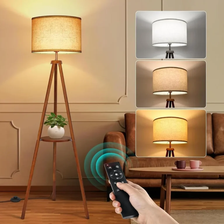 floor lamp bulb sticks out above shade