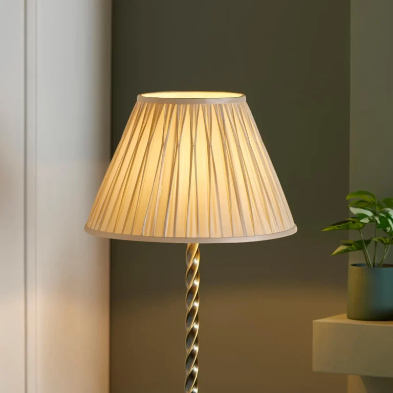 floor lamp bulb touches lampshade