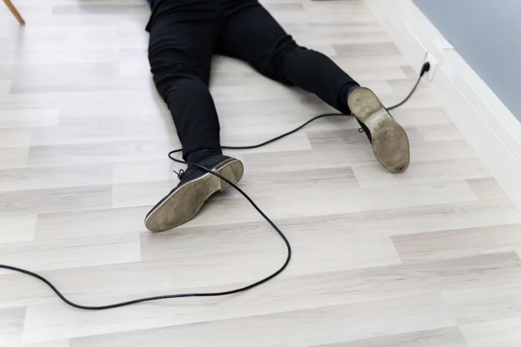 floor lamp cord creates a trip hazard